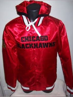 NHL Red and Black Satin Team Jacket with Bold Appliqué- NWT